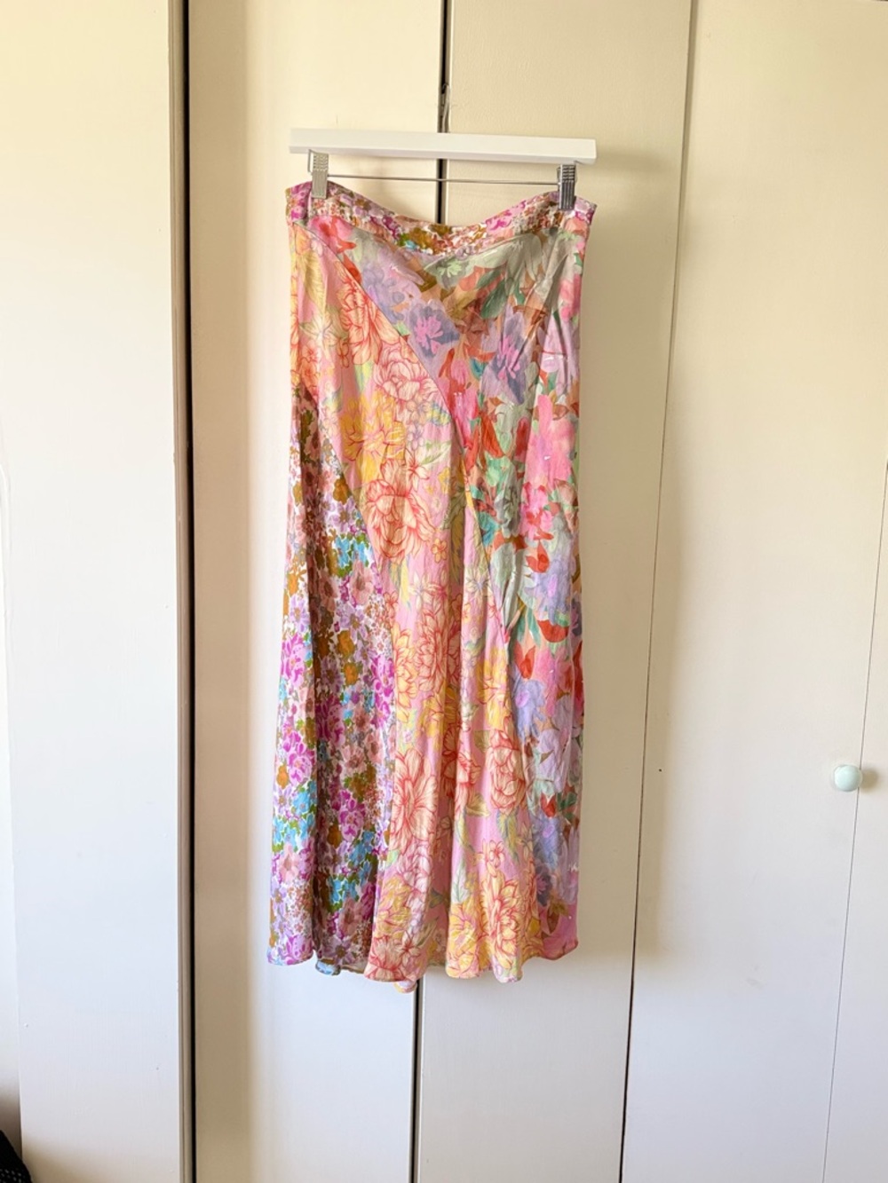 Kachel by Anthropologie Mixed Print Slip Skirt Floral Patchwork Spring Size 6 - Picture 5 of 7